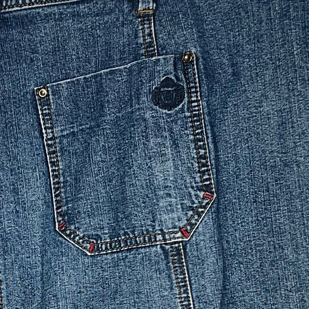 Tommy Hilfiger Denim Skirt Women's Size 20 Button Front Midi Jean Blue Plus